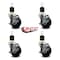 Service Caster 3.5'' Soft Rubber Swivel 1-7/8'' Expanding Stem Caster Set with Brake, 4PK SCC-EX20S3514-SRS-TLB-178-4 - alternate 3